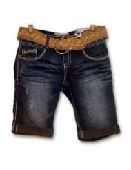 Wallflower 5 Pocket Belted Bermuda Denim Shorts with Rolled Cuff and 