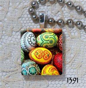 Pysanky   Ukranian Easter Eggs   Altered Art Scrabble Charm  