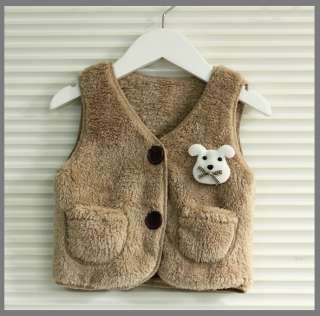 Baby Toddler Winter warm fur vest Brown(Size 2T~5T) Girls Boys 
