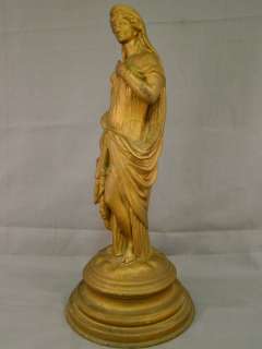 19thC Figural GREEK Muse ANTIQUE Spelter VICTORIAN LADY Old MANTLE 