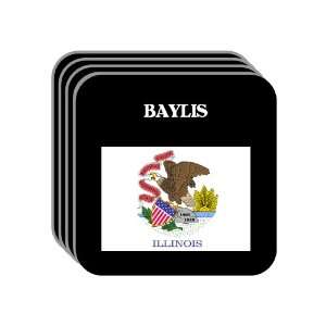 US State Flag   BAYLIS, Illinois (IL) Set of 4 Mini Mousepad Coasters