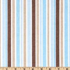  44 Wide Claire Bella Flannel Candy Stripes Blue/Brown 