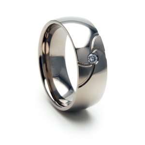 New Designer Titanium Ring, Carved Titanium Bands, Simulated Diamond 