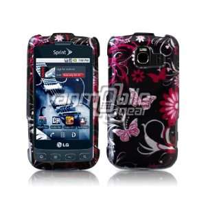  VMG LG Optimus S   Black Pink Butterflies & Flowers Design 