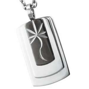   Etched Marijuana Leaf Design (Stainless Steel Chain Included) Jewelry