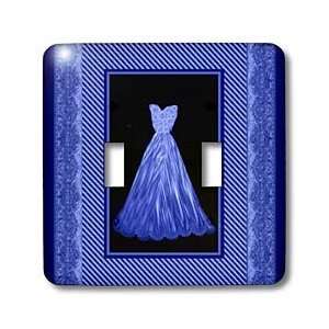  Jaclinart Dress Gown Stripes Damask Ribbons   Royal blue gown 