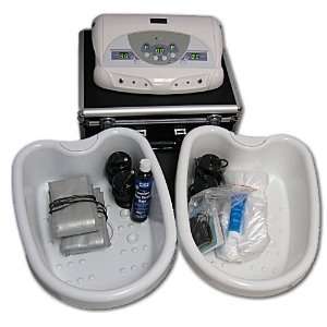 FB101E Dual Ionic Detox Foot Bath System Case 2 Tubs Liners Trace 