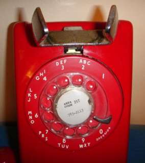 Vintage Red Rotary Dial NORTHERN TELECOM Wall Telephone NR  