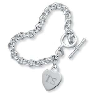 Paris Jewelry Silver Rolo Link Bracelet 8 inch Personalized Engraved
