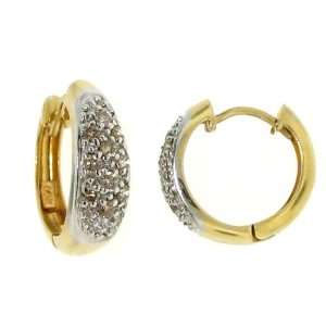 14k Yellow Gold and Sparkling Genuine Diamond Classic Encrusted .5 