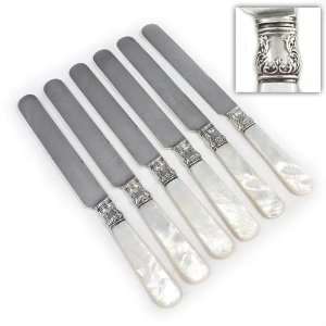  Pearl Handle by 1847 Rogers Dinner Knives, Set of 6, Blunt 