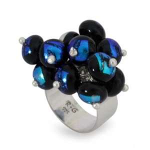  Dichroic art glass cocktail ring, Acapulco Jewelry