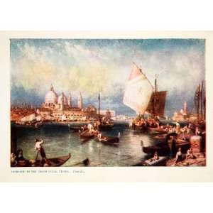  1921 Color Print Grand Canal Entrace Venice Italy Nautical 