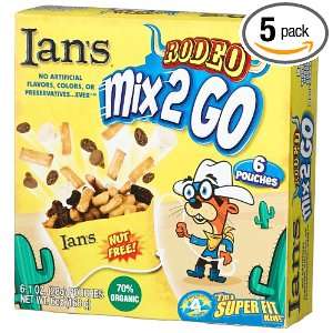 Ians Natural Foods Organic Rodeo Mix2go, 6 Count Boxes (Pack of 5 