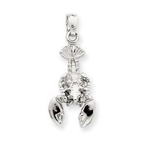  14k White Gold Moveable Lobster Pendant Jewelry