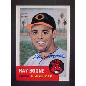 Ray Boone (D) Cleveland Indians #25 1953 Topps Archives Autographed 
