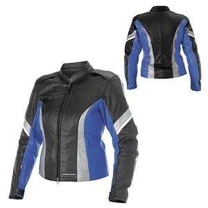  Firstgear Womens Vixen Leather Jacket   Small/Blue/Black 