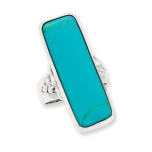  Sterling Silver Rectangle Turquoise Ring Size 7 Jewelry