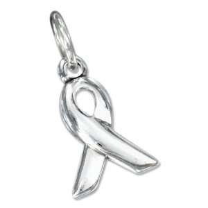   Silver Breast Cancer Ribbon Charm (breast Cancer on Back) Jewelry