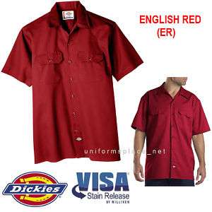 Dickies Mens SHORT SLEEVE Work Shirt Nwt S   5XL E. RED  