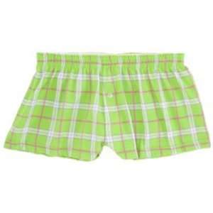   Womens Plaid Flannel Bitty Boxer Shorts LIME AM
