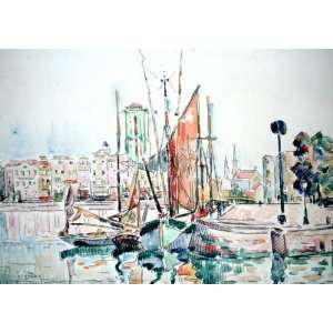   Signac   24 x 16 inches   La Rochelle, Boats and House