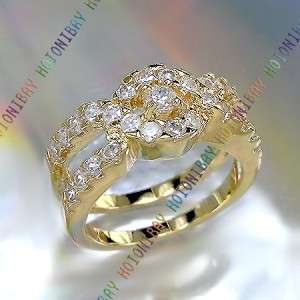 Designer Lady Ring + Doubled Band 14K Gold gp R144# 7 N  