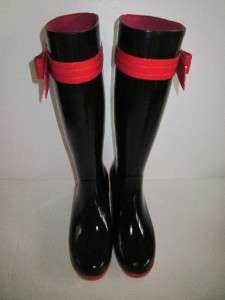Kate Spade Black & Red Randi Rubber Rainboots boots 9 M  