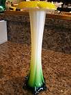 ANTIQUE OLD ART YELLOW GLASS CASED VASE VINTAGE MURANO  