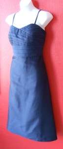 ANN TAYLOR navy blue SILK dupioni SPAGHETTI or STRAPLESS party dress $ 