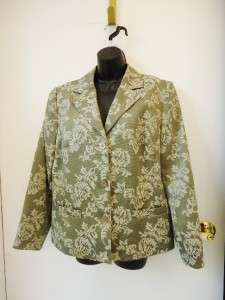 Green Brocade Blazer/Jacket ~ JM Collection ~ Size 12  