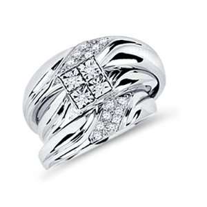 Diamond Engagement Rings Set Wedding Bands White Gold Men Ladies 1/4ct 
