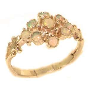 Unusual Solid Rose Gold Natural Fiery Opal Ring with English Hallmarks 
