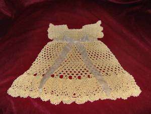 New Hand Crocheted Infant Baby Dress Newborn to 3 Mths  