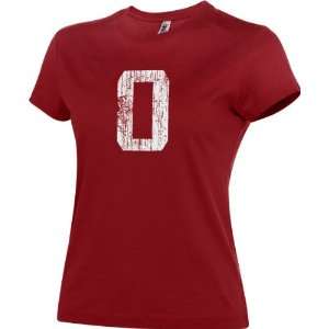  Oklahoma Sooners Womens Cardinal Vintage OU T Shirt 