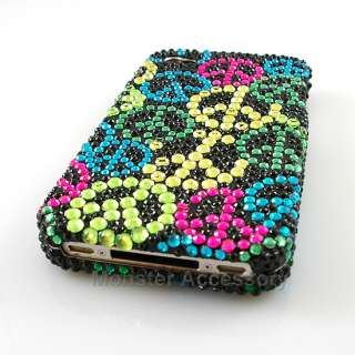 Peace Diamond Bling Hard Case Cover For Apple iPhone 4  