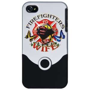 iPhone 4 or 4S Slider Case Silver Firefighters Fire Fighters Wife with 