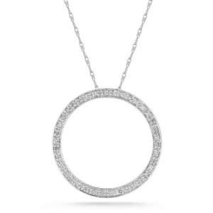 Hoop Pendant with Single Cut Round Diamonds in 14K White Gold Perfect 