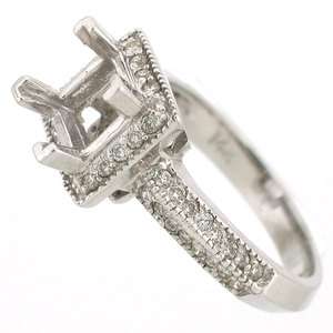 14K Antique Style Diamond Semi Mount Engagement Ring Setting 0.51 Cts 