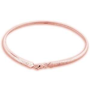  14K Rose Gold Plated Sterling Silver 18 Dome Omega Chain 