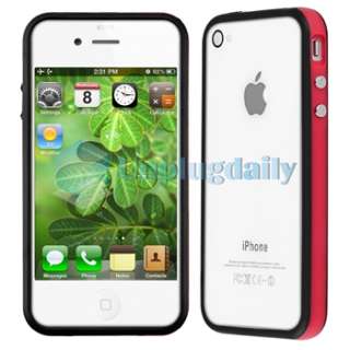   Silicone Bumper Case+Privacy Screen Protector For Apple iPhone 4 4G HD