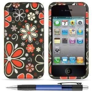  Red White Colorful Flower Design Protector Hard Cover Case 