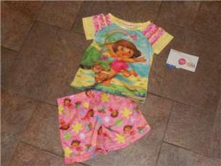 NWOT Dora the Explorer 2 Piece Pajama Set With Puppy Yellow Pink 3T 