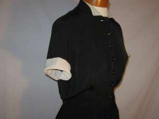 1940s Joseph Halpert Black Rayon Dress w  26 SM  