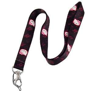  Hello Kitty graphic/stencil lanyard   black & pink Cell 