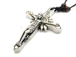 Mens Jesus Yak Bone Gothic Necklace Pendent White Cross  