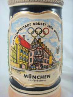   Munich Olympic Lidded Lustre Beer Stein Germany Hofbrauhaus  