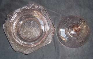 FEDERAL Madrid Depression Glass   Pink Covered Butter/Cheese Dish 6 