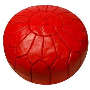  Moroccan Pouf   Red Leather