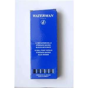  Waterman 12 Maxima Blue Ball Pen Refills in Carton Box 